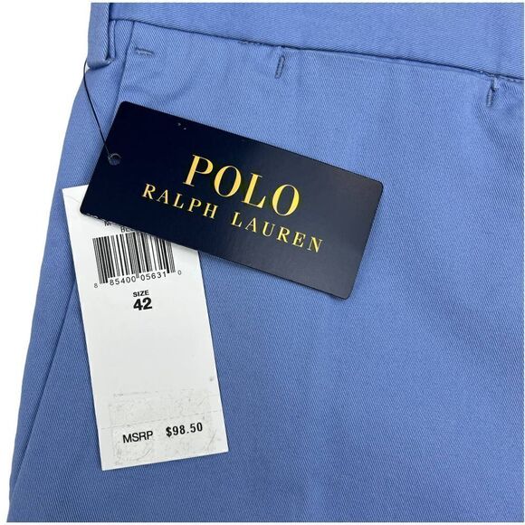 New POLO by Ralph Lauren Men US 42 Light Blue Shorts Classic Flat Front - Picture 9 of 13